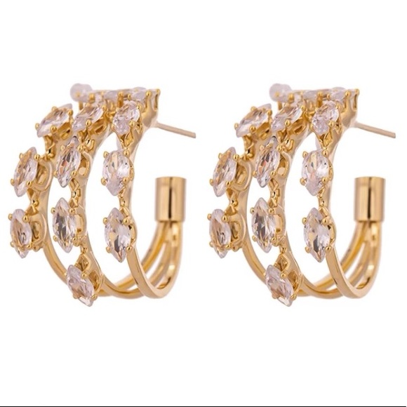 💛18K gold plated bling earrings - Picture 2 of 5